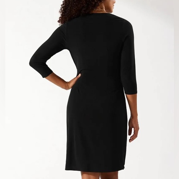 NEW TOMMY BAHAMA Clara 3/4-Sleeve Faux-Wrap Dress BLACK - Picture 3 of 8